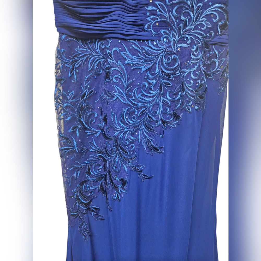 Cameron Blake Blue Embroidered Evening Gown - Picture 2 of 5
